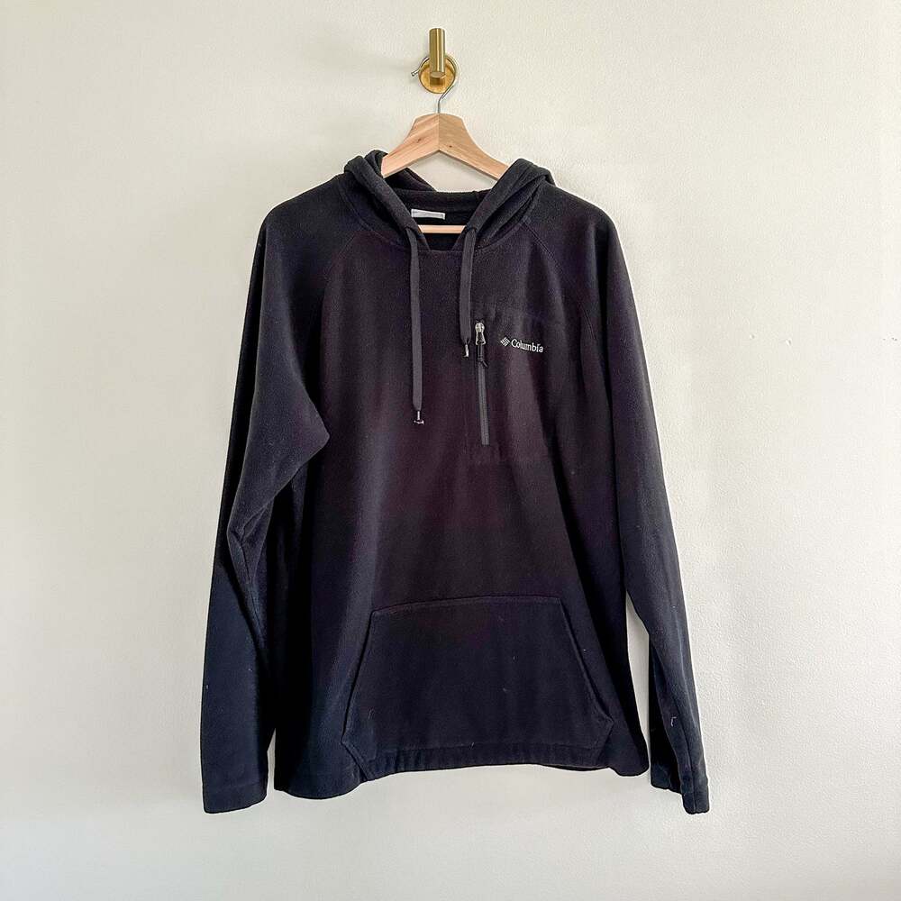 Columbia Fleece Pullover Zip Chest Hoodie Black L